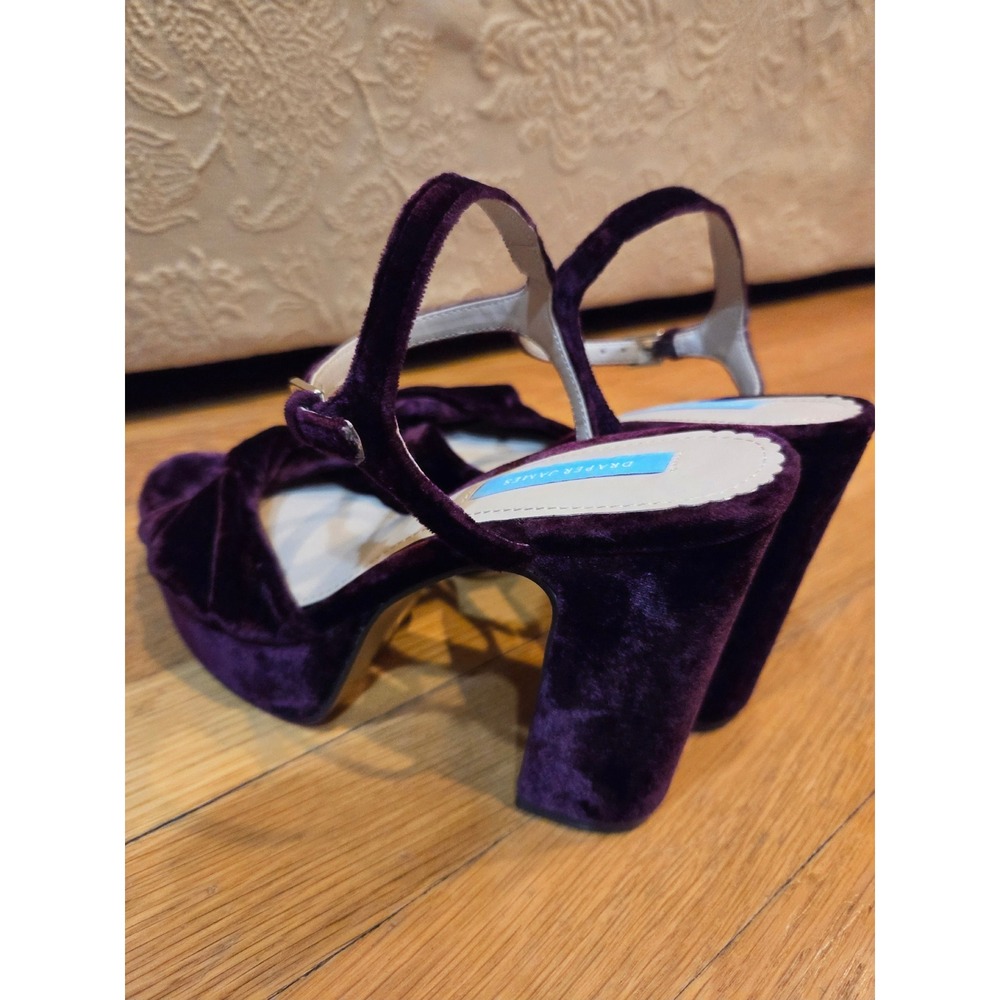 Draper James Paloma Plum Velvet Platform Block Heel Sandals Ankle Strap Sz 7.5 - Picture 5 of 12